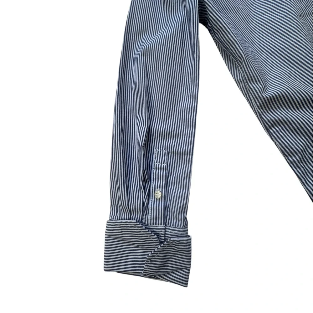 J Crew Striped Button Front Tunic Shirt Womens XXS Blue White Cotton Nautical